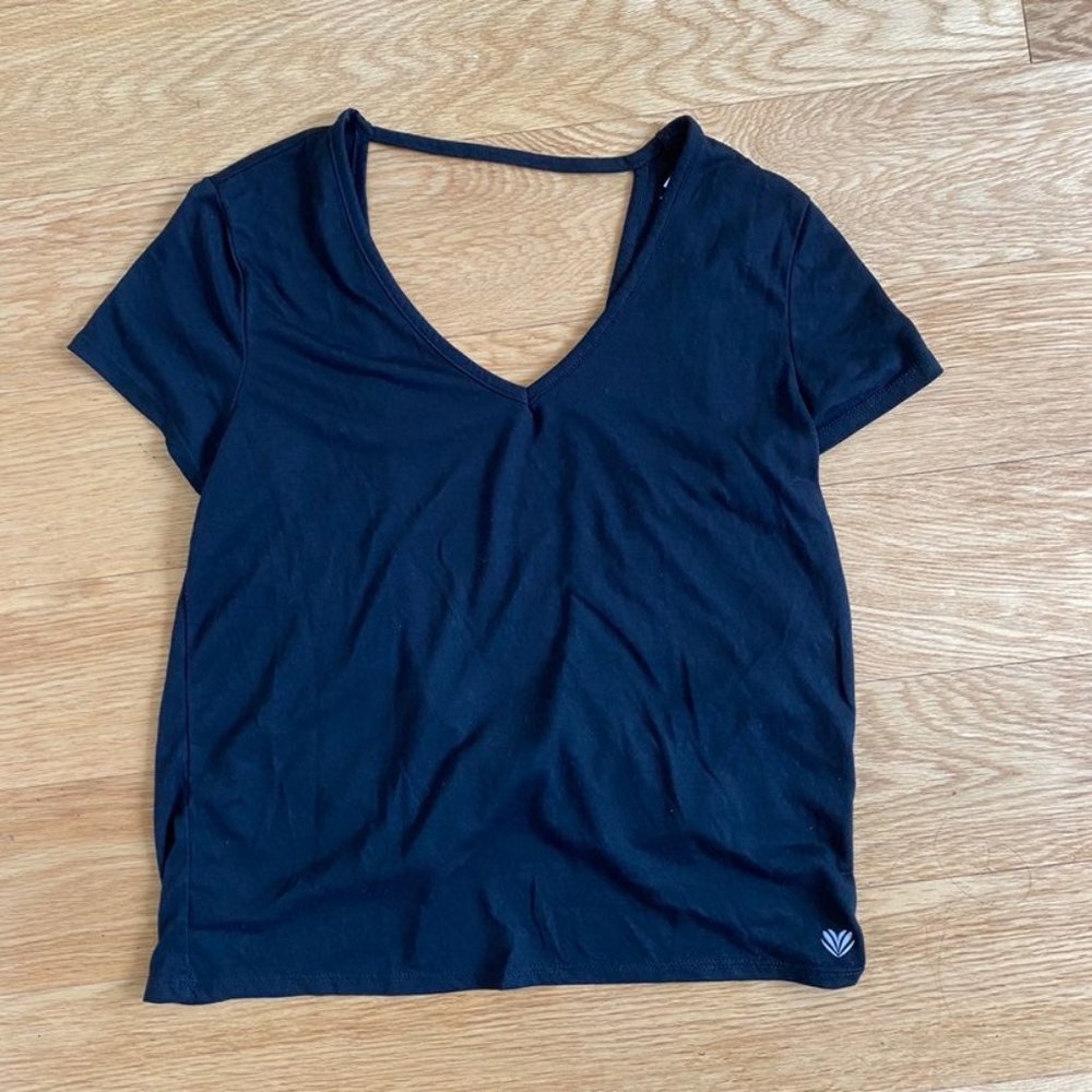 Black Open Back Twist Active Tee